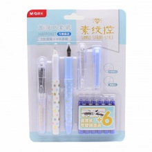 晨光直液式钢笔HAFP0827素纹控系列 3支钢笔+6支墨囊 黑色/可擦晶蓝/纯蓝/可擦墨蓝壳颜色随机 24卡装/盒