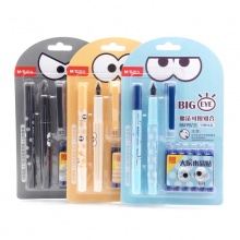 晨光直液式钢笔HAFP0733大眼仔系列 2支钢笔+6支墨囊 可擦晶蓝/纯蓝/可擦墨蓝壳颜色随机 24卡装/盒