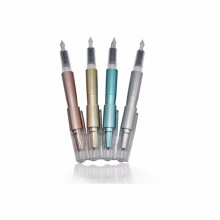 晨光直液式钢笔金属色HAFP0844 1支钢笔+6支墨囊 黑色/可擦晶蓝/可擦纯蓝 壳颜色随机 24卡装/盒