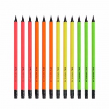 晨光铅笔AWP30812 HB木杆铅笔纯色荧光六角 12支/盒