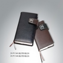 卓能真皮带扣皮面笔记本ZN-PK1048 48K（17.5*9.5） 黑色/棕色 带盒子