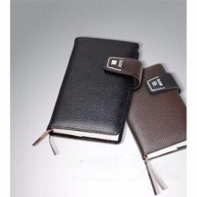卓能真皮带扣皮面笔记本ZN-PK1025 25K（20.5*14.3） 黑色/棕色 带盒子