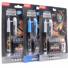 晨光钢笔HJFP0775铠甲勇士系列 1支钢笔+6支墨囊 可擦晶蓝可擦纯蓝可擦墨蓝黑色 壳颜色随机 24卡装盒