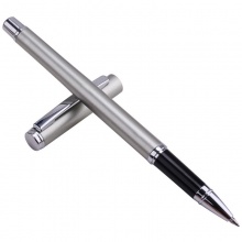 得力 S82 宝珠笔 商务金属 子弹头 0.5mm 笔芯黑色 笔壳银色 12支/盒