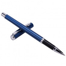 得力 S82 宝珠笔 商务金属 子弹头 0.5mm 笔芯黑色 笔壳蓝色 12支/盒