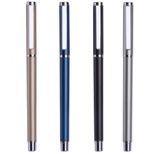 得力 S82 宝珠笔 商务金属 子弹头 0.5mm 笔芯黑色 笔壳蓝色 12支/盒