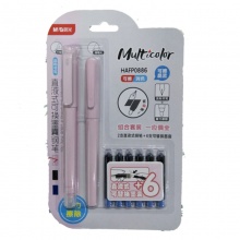 晨光钢笔HAFP0886可擦直液式套装(1支钢笔+6支墨囊+1支复写笔) 墨囊颜色：可擦纯蓝/可擦晶蓝 壳3色颜色随机 24卡装/盒