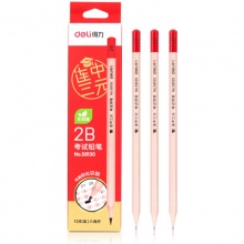得力铅笔58130-2B连中三元原木考试铅笔 12支/盒