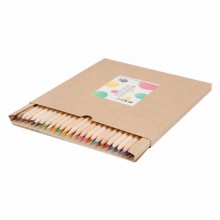 晨光彩色铅笔牛皮纸盒原木圆型12色AWPQ1501/24色AWPQ1502/36色AWPQ1503