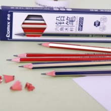 齐心六角木杆铅笔MP2020-HB/MP2021-2B 削头带皮头12支/盒