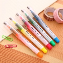 得力直液式荧光笔S618 5色黄色/橙色/绿色/粉红/蓝色 单色12支/盒