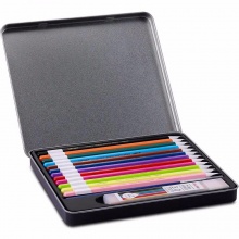 得力水溶性活动彩色铅笔6507 12色 混色装