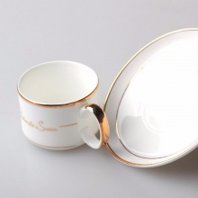荣信陶瓷咖啡杯 骨质瓷 金边 1杯1碟1勺 杯直径7.8cm 杯碟直径14.8cm