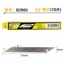 齐心美工刀片 B2860 30度角美工刀片（10片装） 9mm SK5