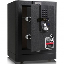 得力电子密码保险箱4042(黑色/浅棕)H450xW380xD340mm（H不含底座和脚轮） 保险柜/保密柜/保险箱
