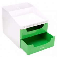 得力多功能笔筒8901塑料收纳盒 绿色/红色/蓝色152*190*142mm