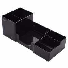 得力多功能笔筒9118 黑色/白色 254mm*112mm*90mm