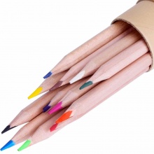 得力彩色铅笔原木可水洗6550(12色)/6551(18色)/6552(24色)/6553(36色)/6554(48色)筒装